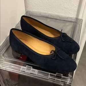 Madewell Navy Suede Flats with Bow